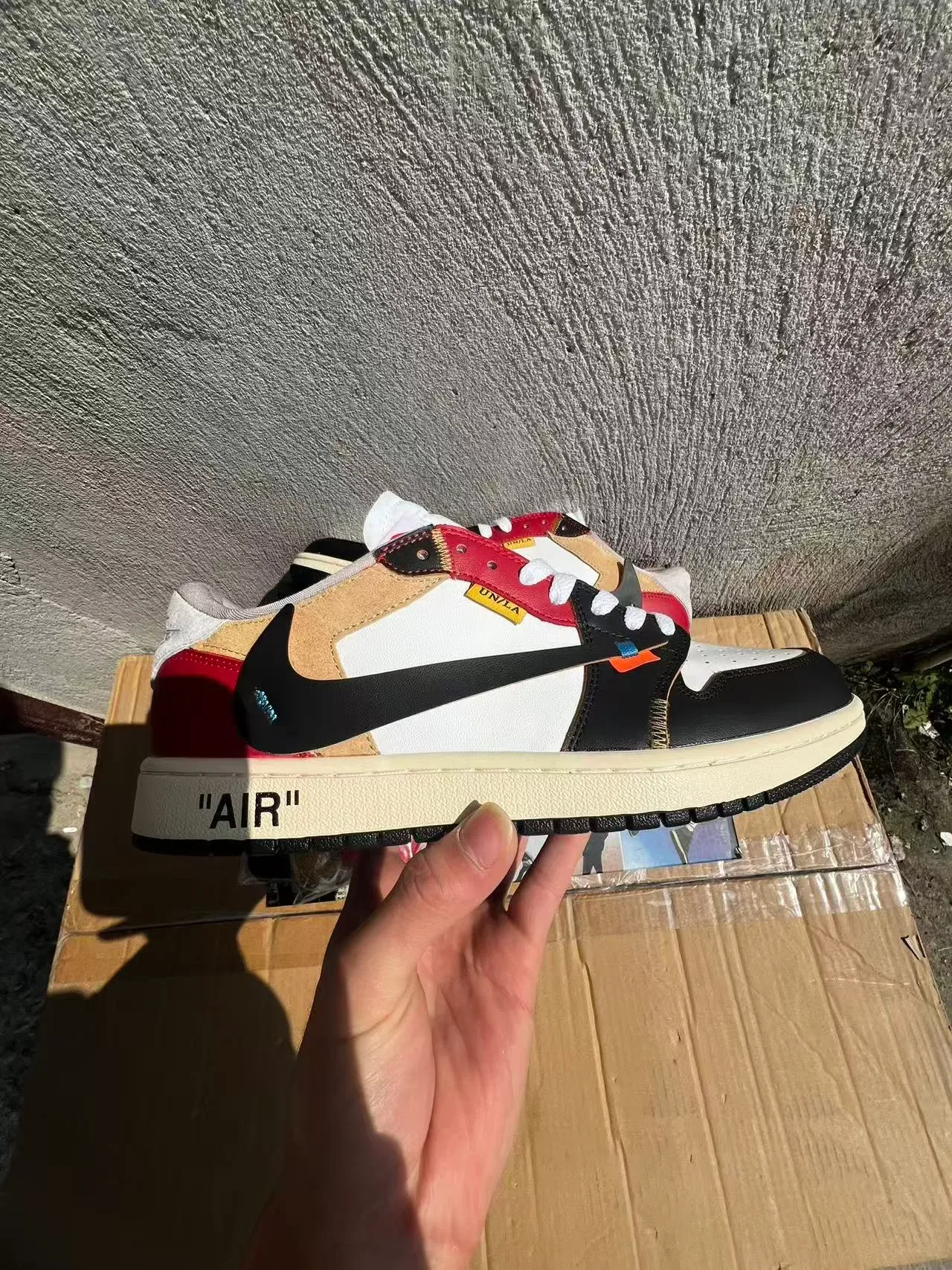 Nike x Off-White Air Jordan 1 Low 'University Red' سنیکرز للأسلوب الحياة 7