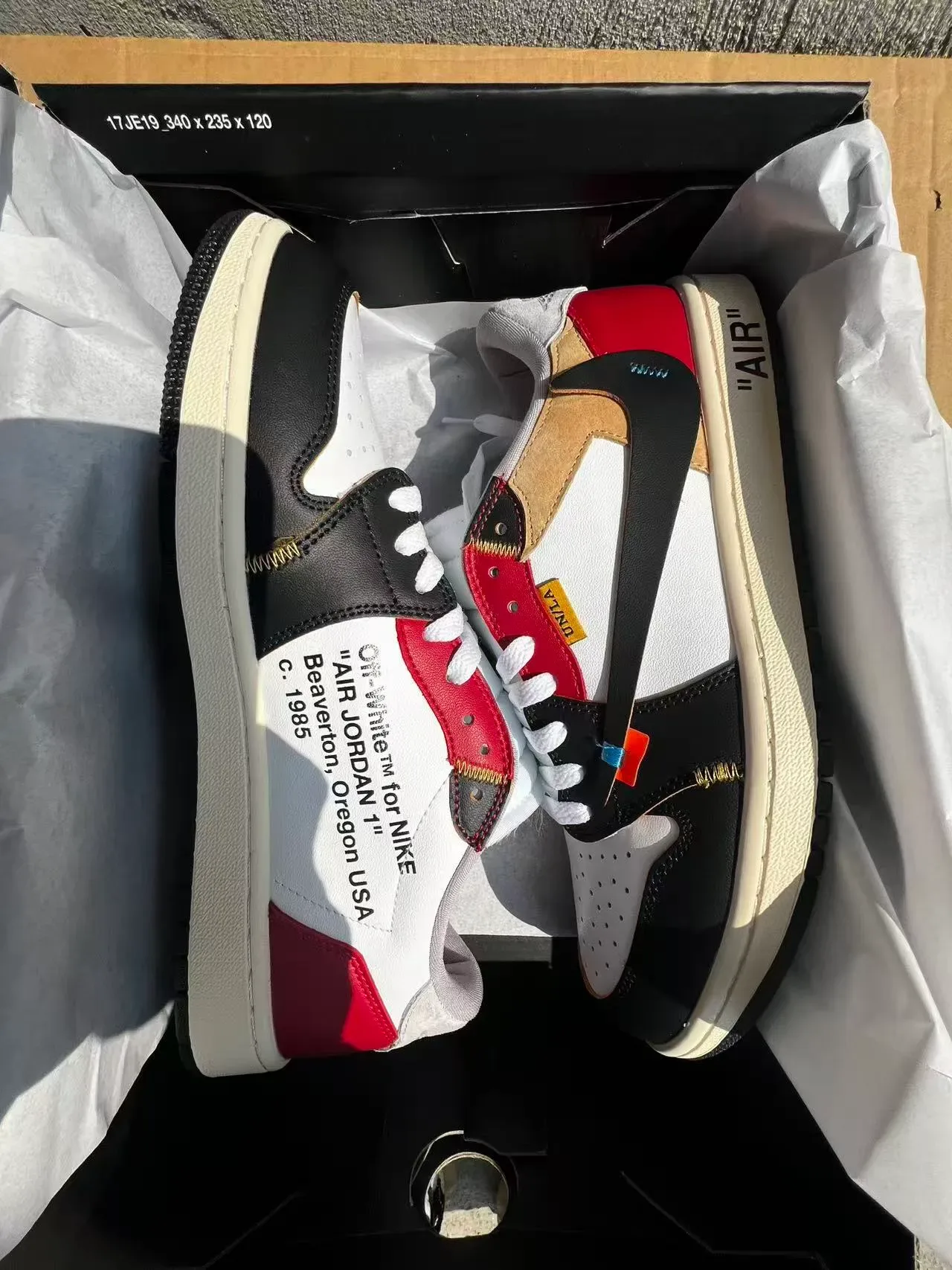 Nike x Off-White Air Jordan 1 Low 'University Red' سنیکرز للأسلوب الحياة 9