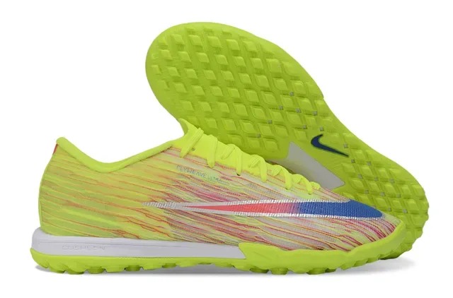 Nike Yellow Multicolor Low-Cut Knit Upper Neon Outsole Turf Soccer Shoes 1