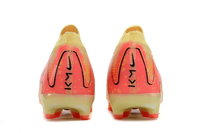 Nike Yellow Pink Knit Upper Translucent Orange Sole Firm-Ground Soccer Shoes 4