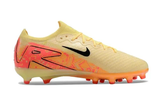 Nike Yellow Pink Knit Upper Translucent Orange Sole Firm-Ground Soccer Shoes 7