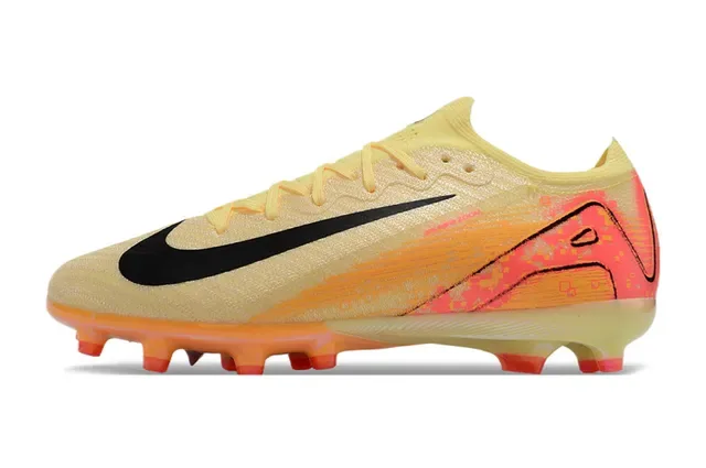 Nike Yellow Pink Knit Upper Translucent Orange Sole Firm-Ground Soccer Shoes 8
