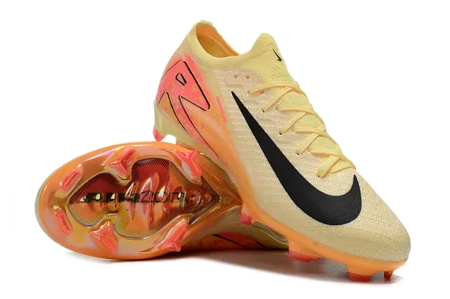 Nike Yellow Pink Low-Cut Knit Upper Translucent Orange Soleplate Firm-Ground Soccer Shoes 3