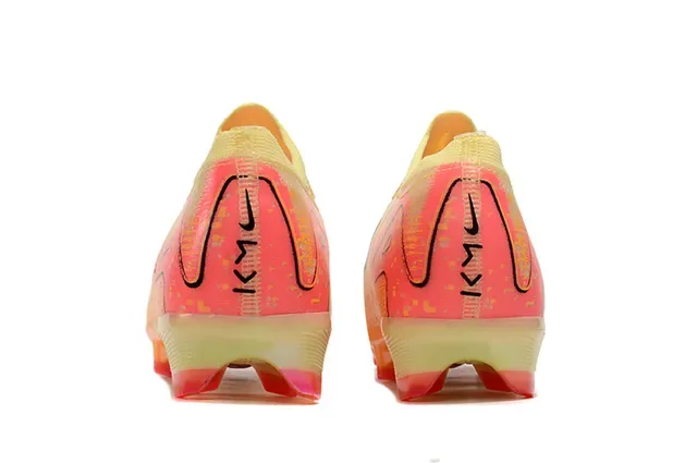 Nike Yellow Pink Low-Cut Knit Upper Translucent Orange Soleplate Firm-Ground Soccer Shoes 4