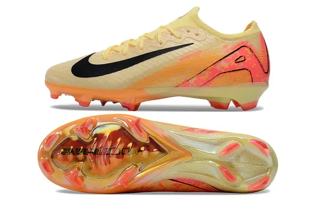 Nike Yellow Pink Low-Cut Knit Upper Translucent Orange Soleplate Firm-Ground Soccer Shoes 5