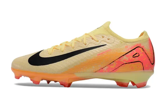 Nike Yellow Pink Low-Cut Knit Upper Translucent Orange Soleplate Firm-Ground Soccer Shoes 8