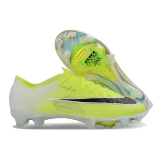 Nike Yellow White Flyweave Upper Translucent Iridescent Outsole Firm-Ground Soccer Shoes