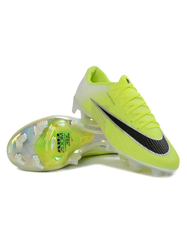 Nike Yellow White Flyweave Upper Translucent Iridescent Outsole Firm-Ground Soccer Shoes 4