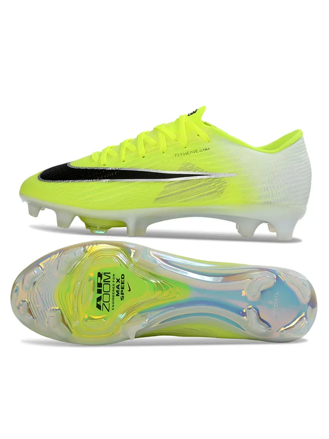 Nike Yellow White Flyweave Upper Translucent Iridescent Outsole Firm-Ground Soccer Shoes 6