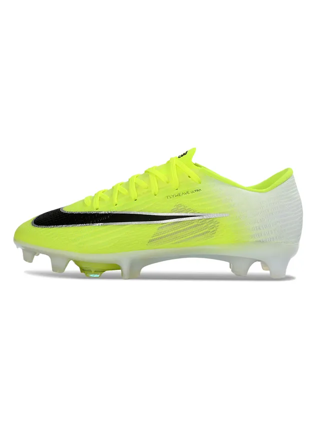 Nike Yellow White Flyweave Upper Translucent Iridescent Outsole Firm-Ground Soccer Shoes 7