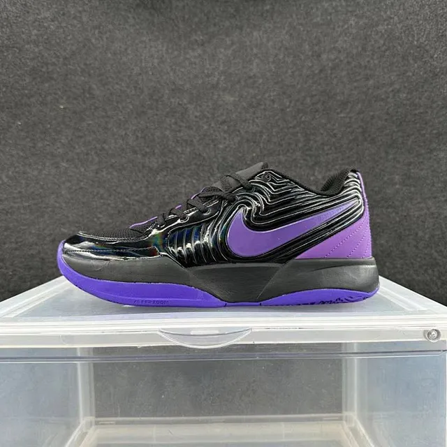 Nike Zoom Hyperfuse أسود بنفسجي لامع تركيبة باترون موجية طبقة علوية أحذية كرة السلة 2