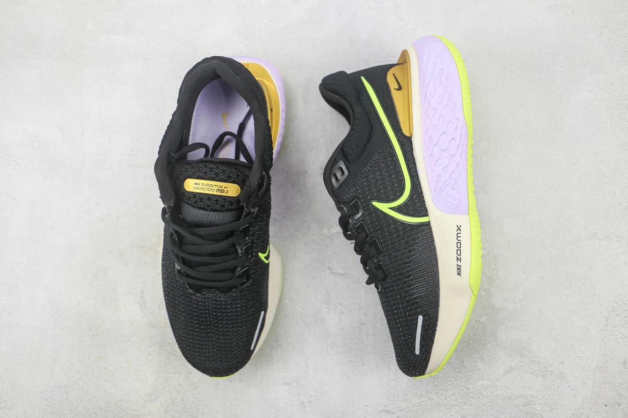 Nike ZoomX Invincible Run Black Purple Engineered Knit Upper Sculpted Lavender Midsole Running Shoes 3