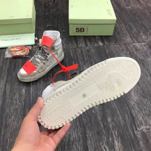 Off-White Beige High-Top Sole Chunky Sneakers 2
