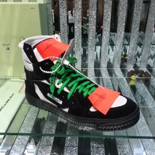 Off-White أسود أخضر هاي توب دي كونستراكشن صناعي لايف ستايل سينيكرز
