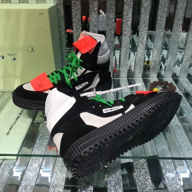 Off-White Noir Vert High Top Déconstruction Industrielle Lifestyle Sneakers 2