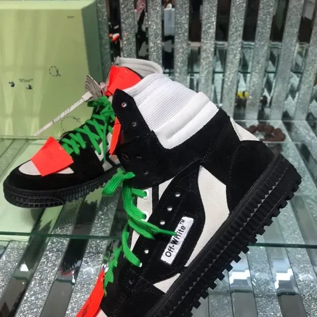 Off-White Noir Vert High Top Déconstruction Industrielle Lifestyle Sneakers 4