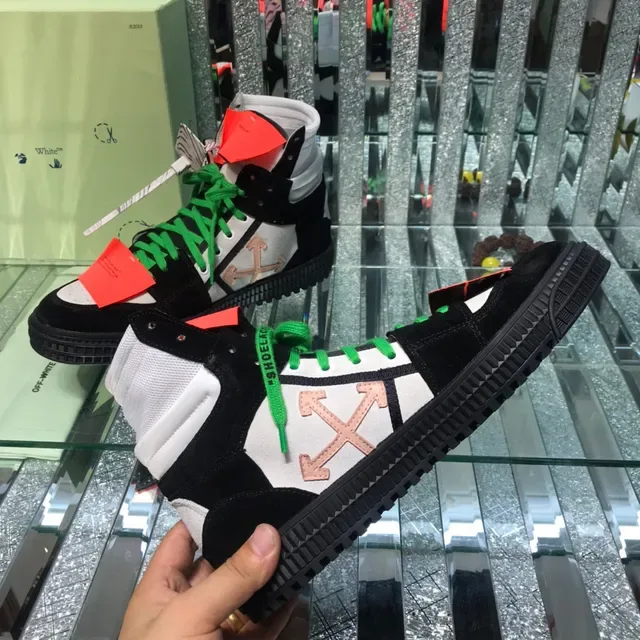 Off-White Noir Vert High Top Déconstruction Industrielle Lifestyle Sneakers 5