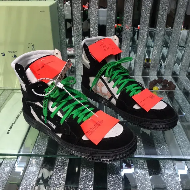Off-White Noir Vert High Top Déconstruction Industrielle Lifestyle Sneakers 7