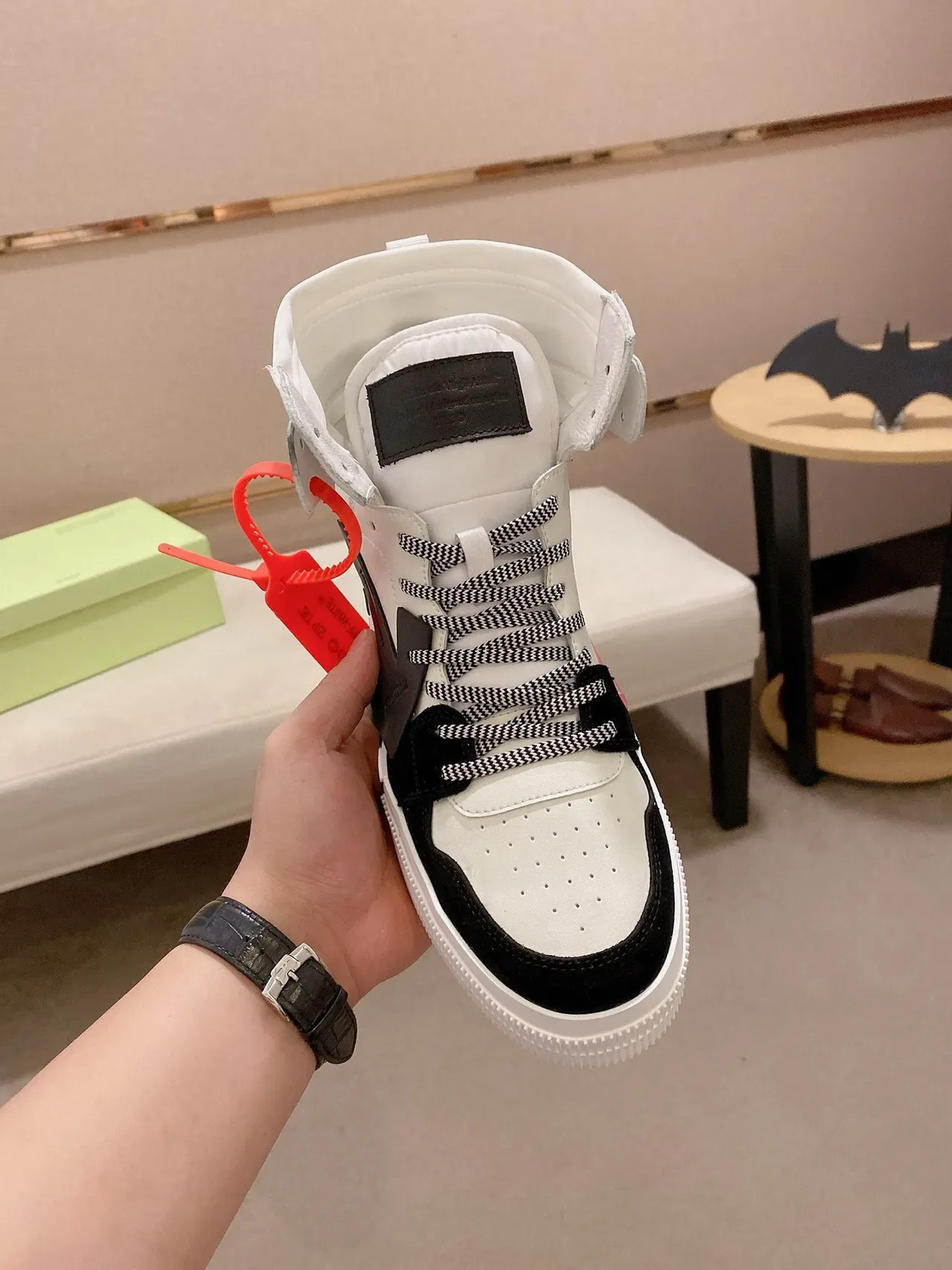 Off-White Black High-Top Industrial Strap Lifestyle Sneakers 5