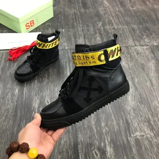 Off-White أسود أصفر عالي الرأس حزام صناعي أحذية رياضية أسلوب حياة
