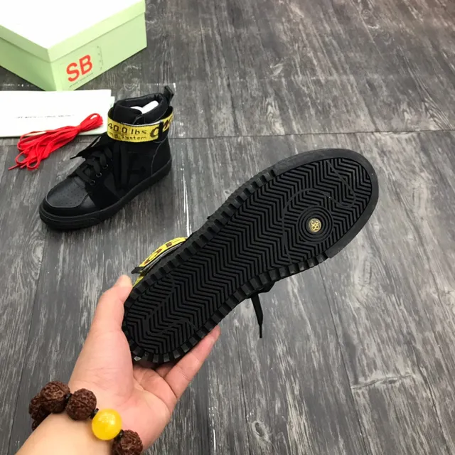 Off-White Noir Jaune haut sangle industrielle sneakers lifestyle 2