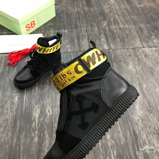 Off-White Noir Jaune haut sangle industrielle sneakers lifestyle 4