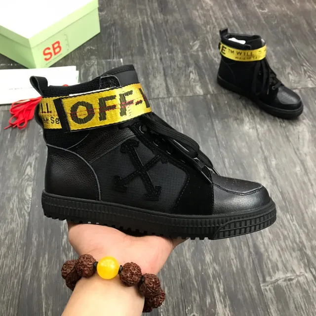 Off-White Noir Jaune haut sangle industrielle sneakers lifestyle 8