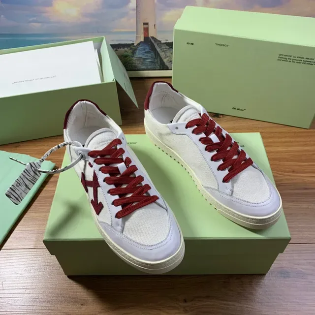 Off-White Diagonal Arrow Low Blanc et Bordeaux Chaussures Lifestyle 7