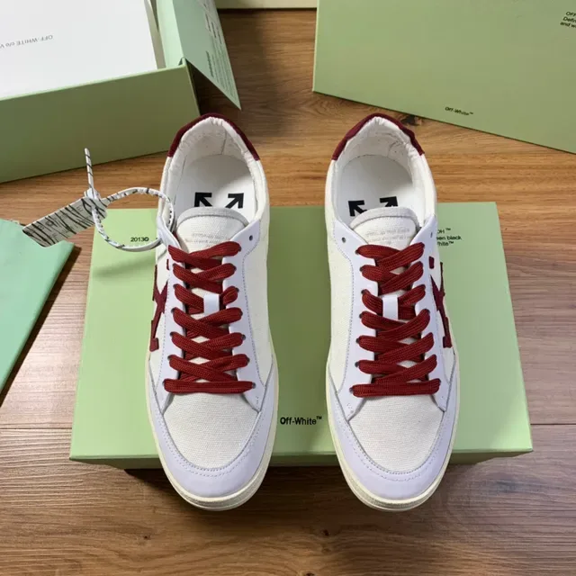Off-White Diagonal Arrow Low Blanc et Bordeaux Chaussures Lifestyle 9