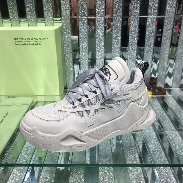 Off-White Gray Red Deconstructed Industrial Chunky Sneakers 4