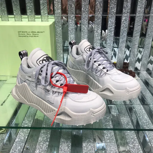 Off-White Gray Red Deconstructed Industrial Chunky Sneakers 6