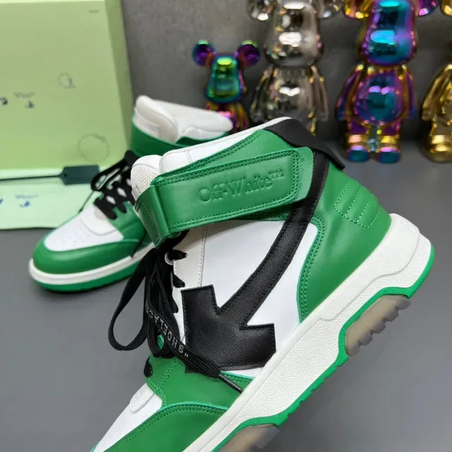 Off-White Sneakers Hautes Vertes Sangle Industrielle Lifestyle 6