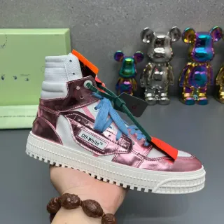 Off-White أحذية رياضية لايف ستايل عالية القمة وردي معدني