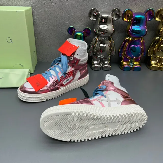 Off-White أحذية رياضية لايف ستايل عالية القمة وردي معدني 2