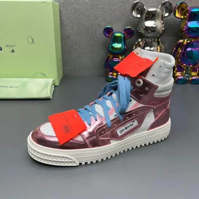 Off-White أحذية رياضية لايف ستايل عالية القمة وردي معدني 3