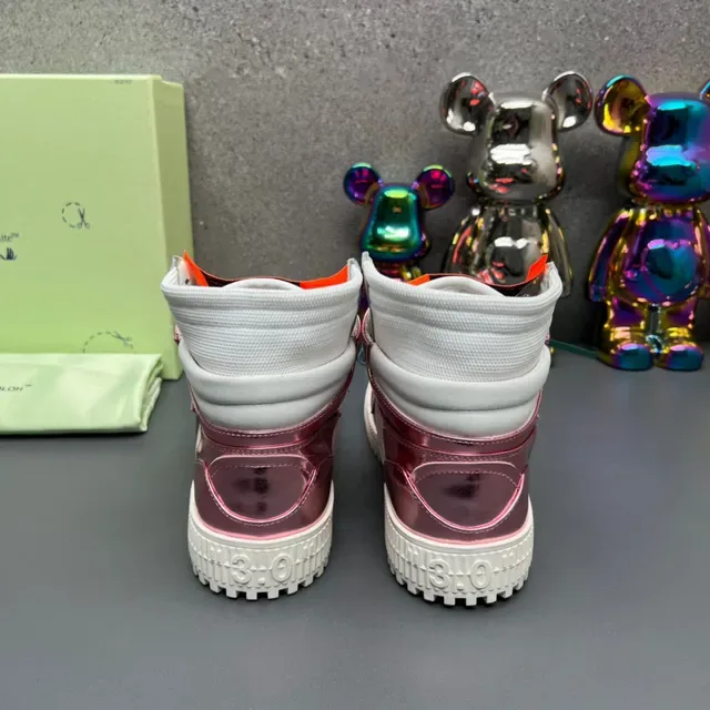 Off-White أحذية رياضية لايف ستايل عالية القمة وردي معدني 4