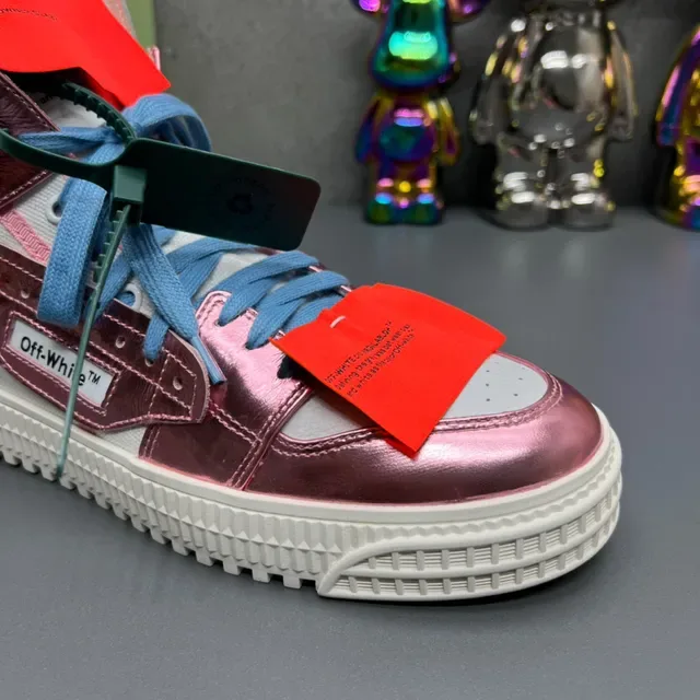 Off-White أحذية رياضية لايف ستايل عالية القمة وردي معدني 6