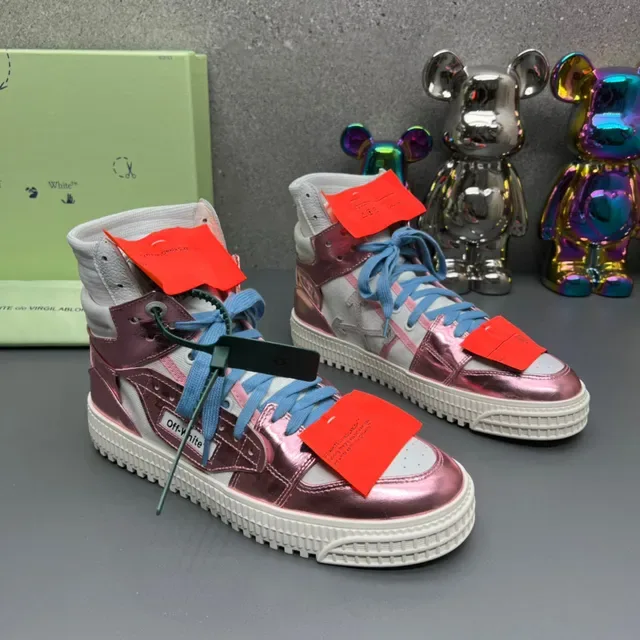 Off-White أحذية رياضية لايف ستايل عالية القمة وردي معدني 7