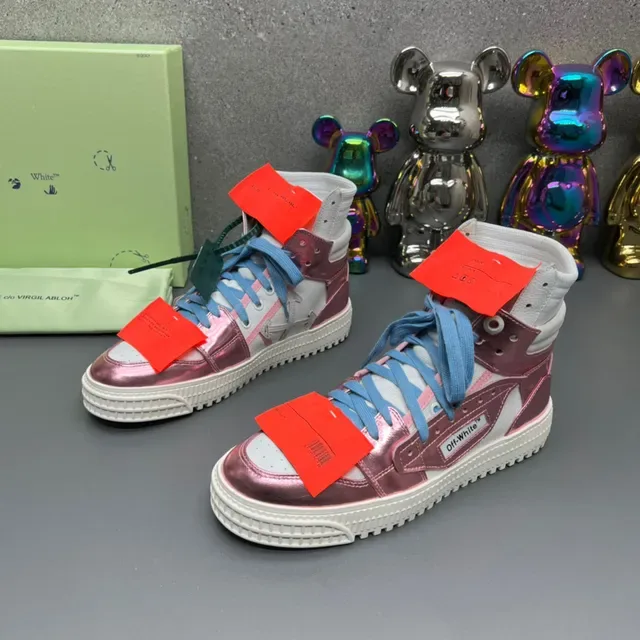 Off-White أحذية رياضية لايف ستايل عالية القمة وردي معدني 8