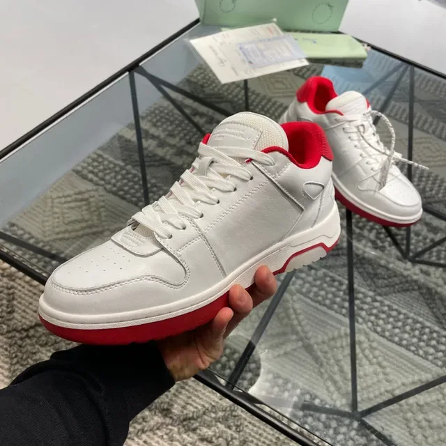 Off-White Red Leather Upper Arrow Logo Lifestyle Sneakers 4