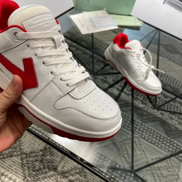 Off-White Red Leather Upper Arrow Logo Lifestyle Sneakers 5