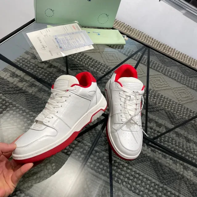Off-White Red Leather Upper Arrow Logo Lifestyle Sneakers 6