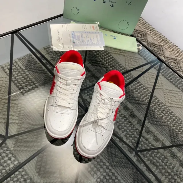 Off-White Red Leather Upper Arrow Logo Lifestyle Sneakers 7