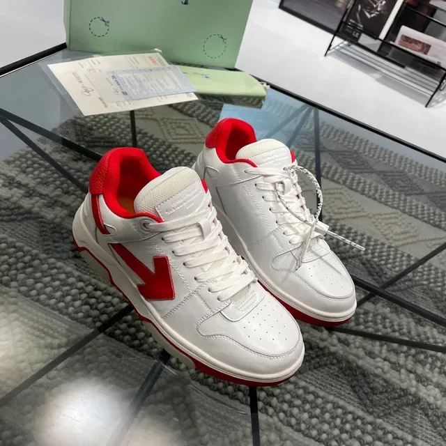 Off-White Red Leather Upper Arrow Logo Lifestyle Sneakers 8