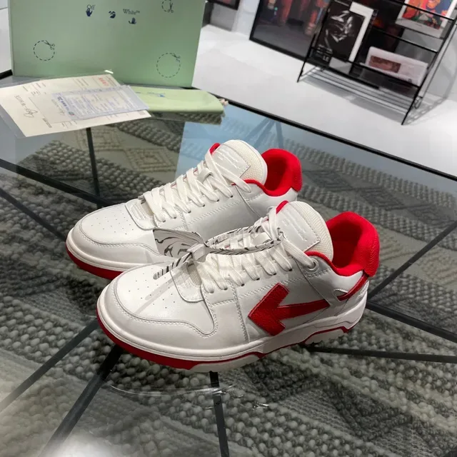 Off-White Red Leather Upper Arrow Logo Lifestyle Sneakers 9