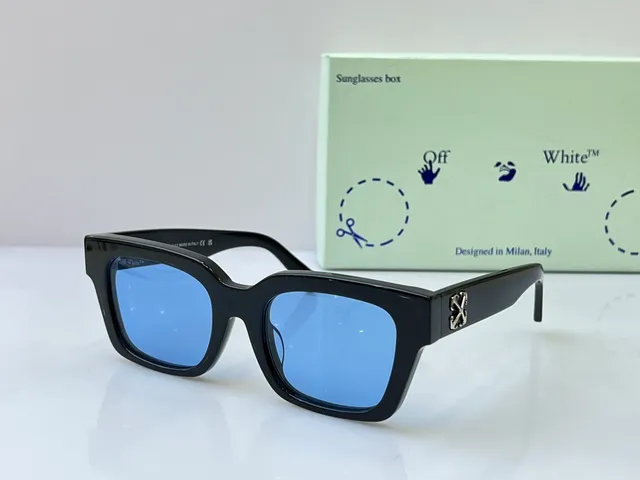 Off-White Square Acetate Black Brown Frame Zipper-Inspired Temple Hardware Sunglasses 3