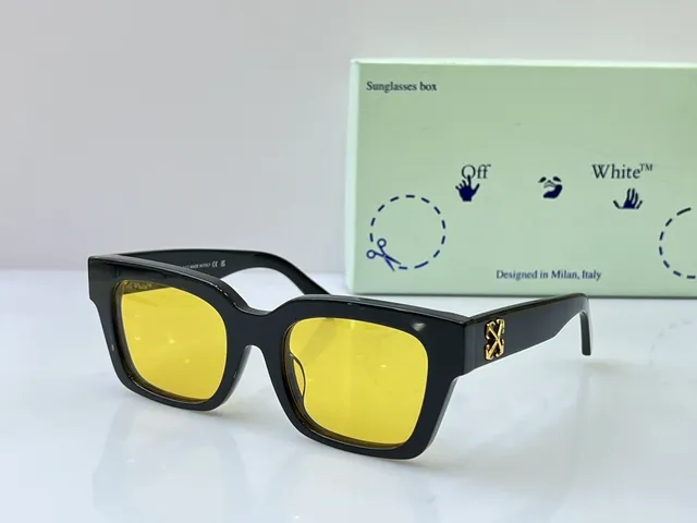 Off-White Square Acetate Black Brown Frame Zipper-Inspired Temple Hardware Sunglasses 9
