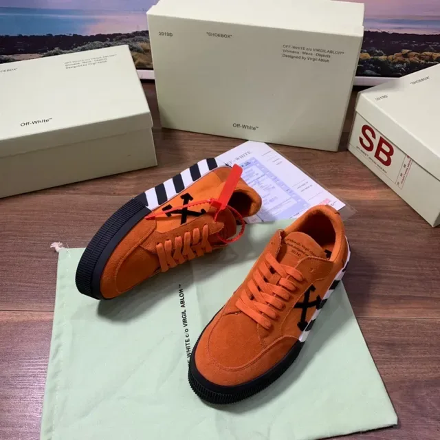Off-White The Ten Sneakers Lifestyle Orange Noir Daim Supérieur Logo Flèche 7