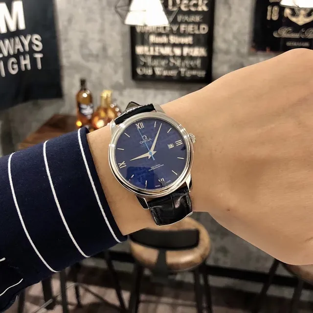 Omega De Ville Co-Axial Chronometer Esfera Azul Reloj Mecánico 3
