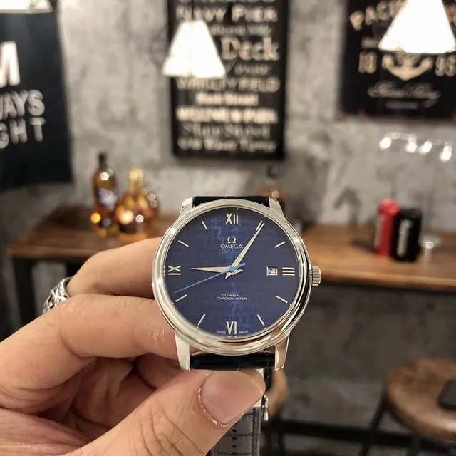 Omega De Ville Co-Axial Chronometer Esfera Azul Reloj Mecánico 4